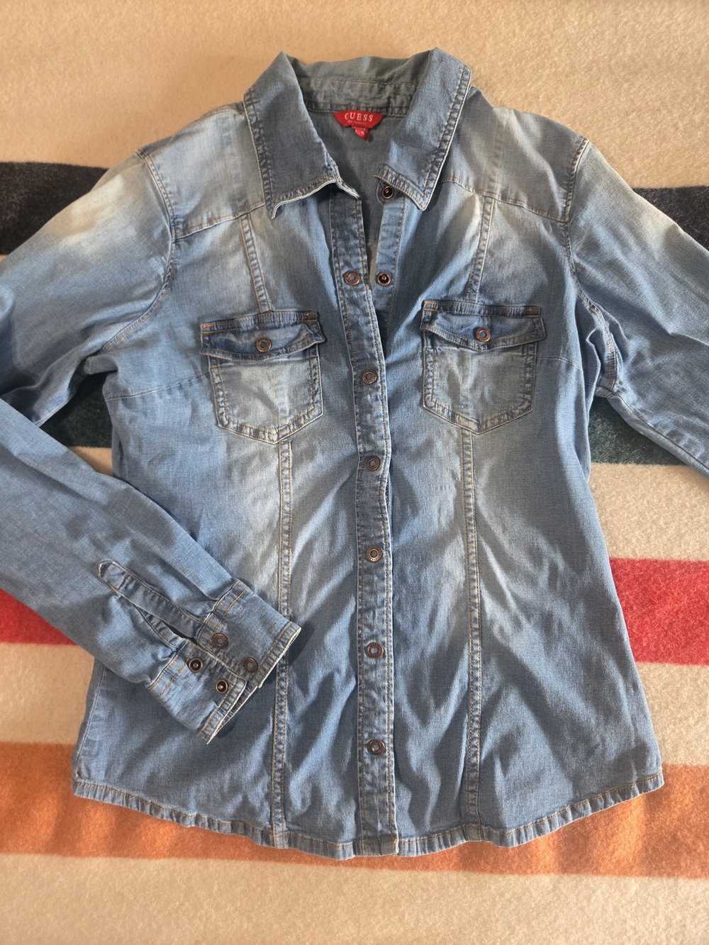GUESS Light Blue Denim Button-Front Shirt